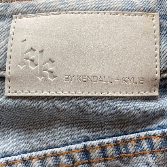 Kendall and Kylie denim frayed micro miniskirt red white side ribbons Zip 28 - Picture 14 of 14